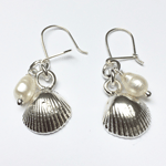 cockle and pearl earrings in silver by Pa-pa