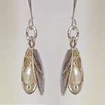 mussel and pearl earrings in silver by Pa-pa