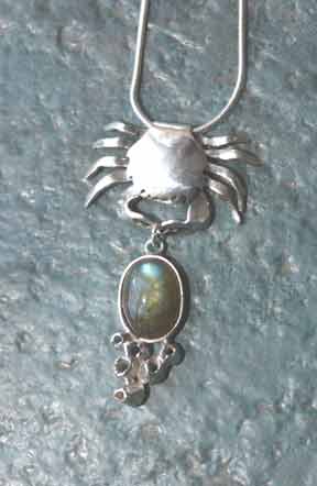silver crab necklace